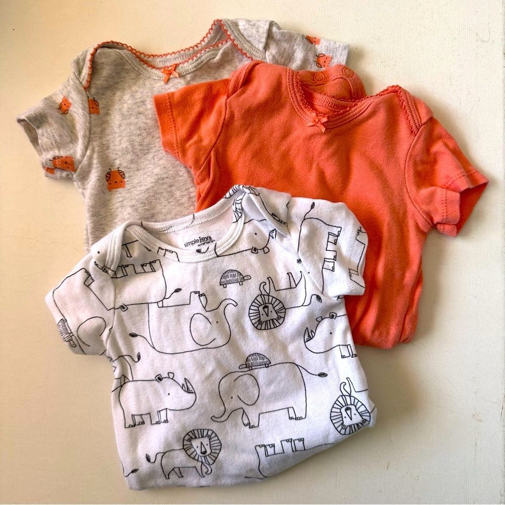 Carters Baby Print Bodysuit Set of 3, Sz 3-6 months